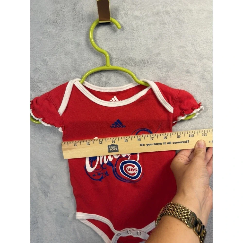 Adidas Chicago Cubs Baby Bodysuit 12 Months Red MLB Baseball Ruffle Sleeve
